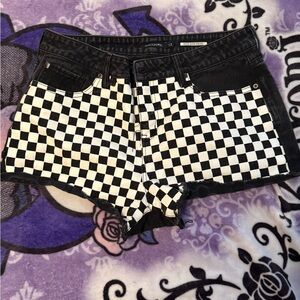 Blackheart Checkered Jean Shorts